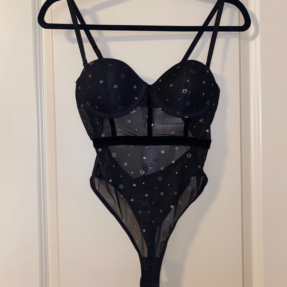 NWT Black bodysuit with stars